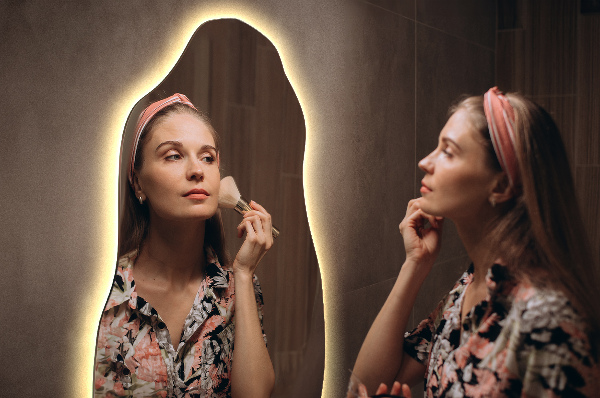 Organic mirror with led lights minimalist 50x100 cm