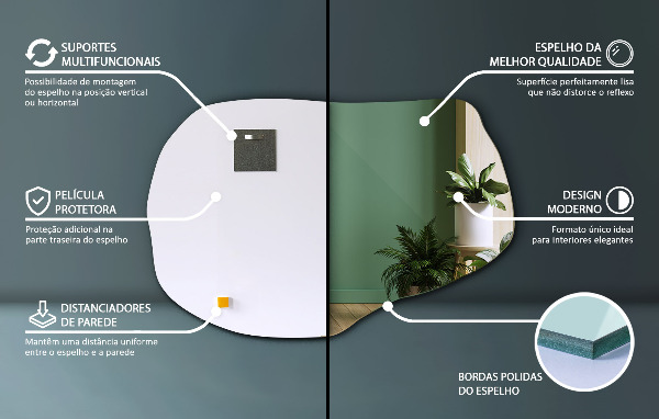 Asymmetric mirror decorative 28x18 in