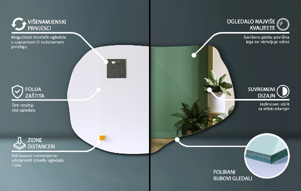 Organic shaped mirror frameless 31x20 in