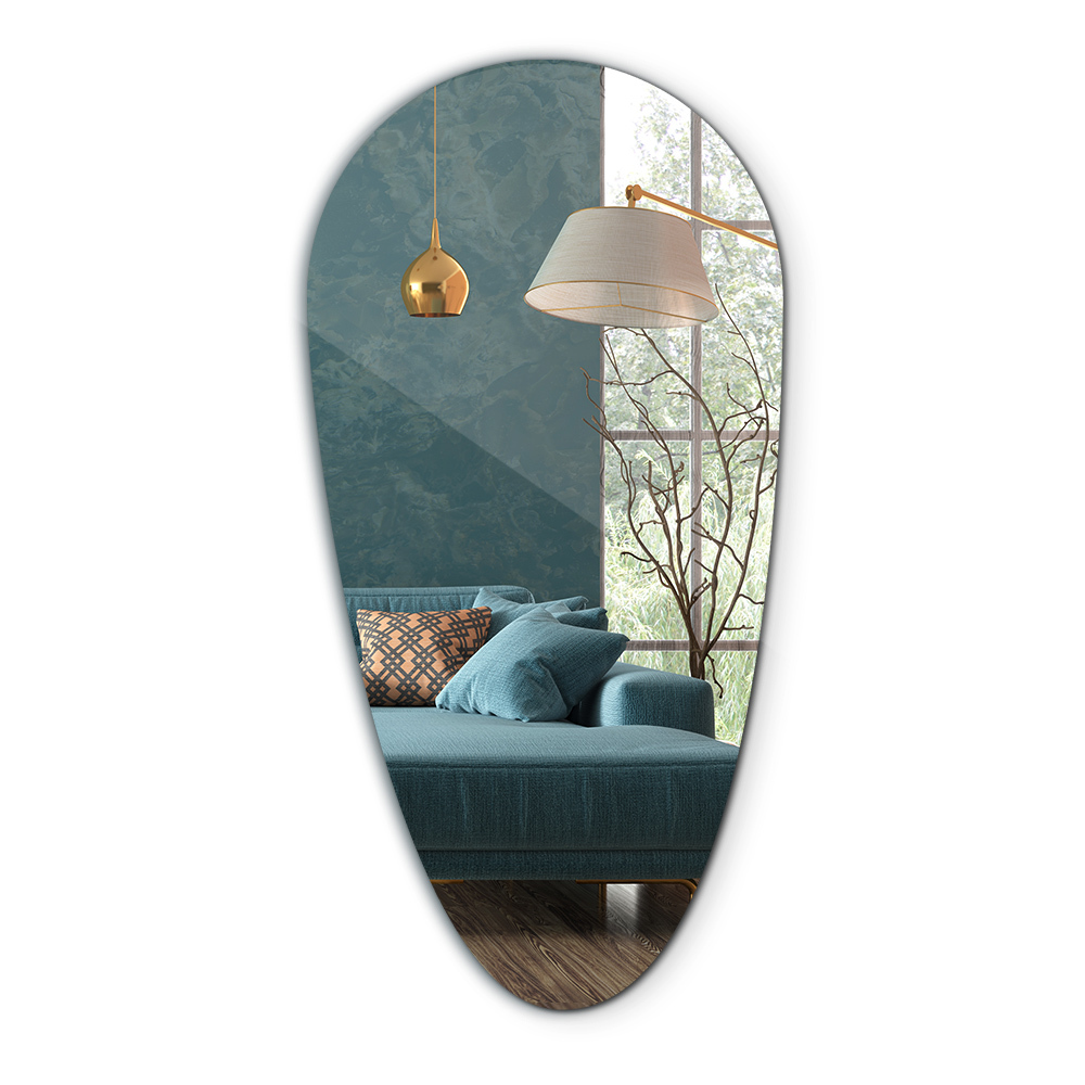 Teardrop shaped mirror without frame 14x28 in