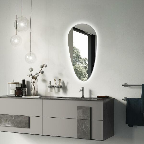 Led backlit mirror tear shaped 50x100 cm