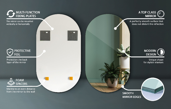 Pill frameless mirror 16x28 in