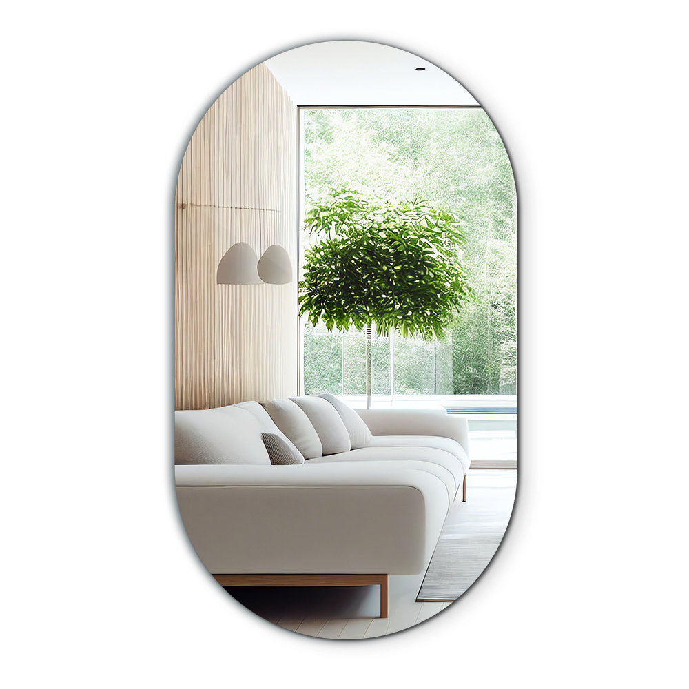 Contemporary oval mirror without frame 20x35 in