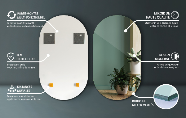 Tall oval mirror without frame 23x39 in