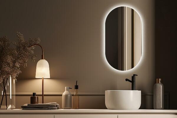 Led oval wall mirror 46x80 cm