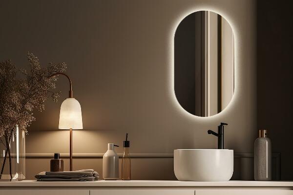 Led oval wall mirror 46x80 cm