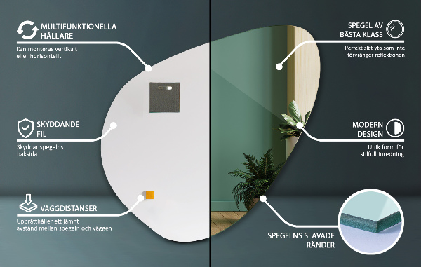 Irregular mirror organic frameless for the bathroom 48x48 cm