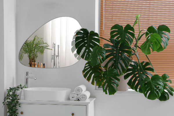 Irregular mirror organic frameless for the bathroom 48x48 cm