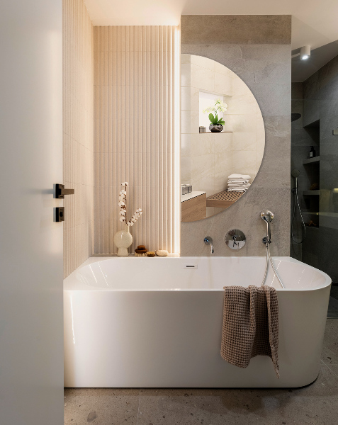 Half moon minimalist mirror without frame 10x20 in