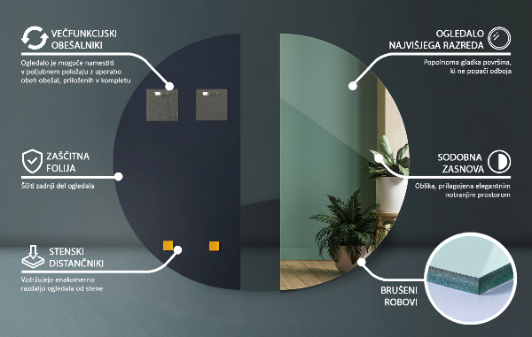 Half mirror without frame 14x28 in