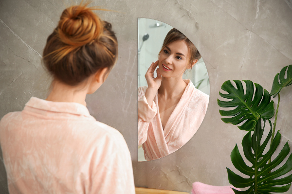 Half round mirror without frame 16x32 in