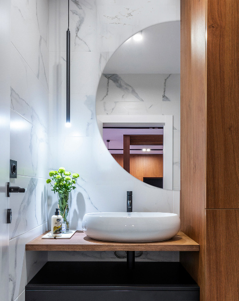 Wall mounted half mirror without frame 18x36 in