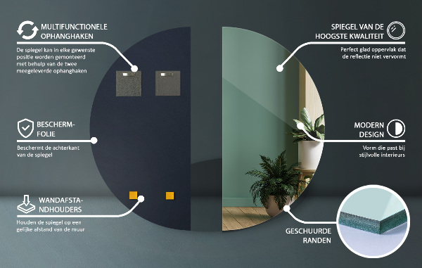 Modern half mirror without frame 20x40 in