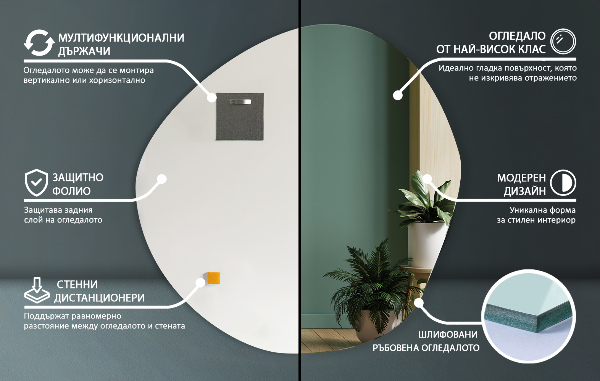 Organic frameless mirror 27x26 in