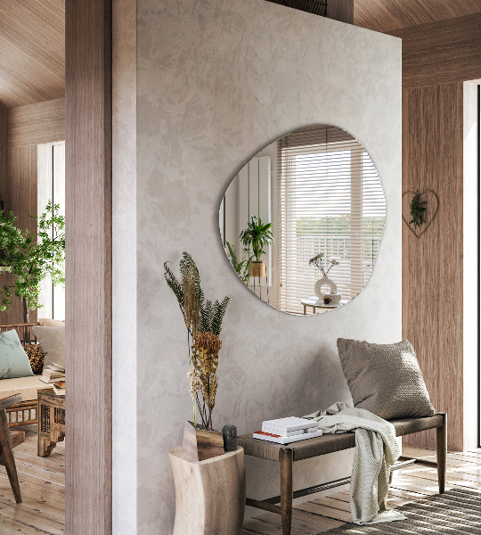 Irregular shaped mirror without frame 34x33 in