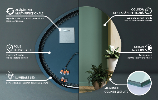 Organic shape led backlit mirror 68x67 cm