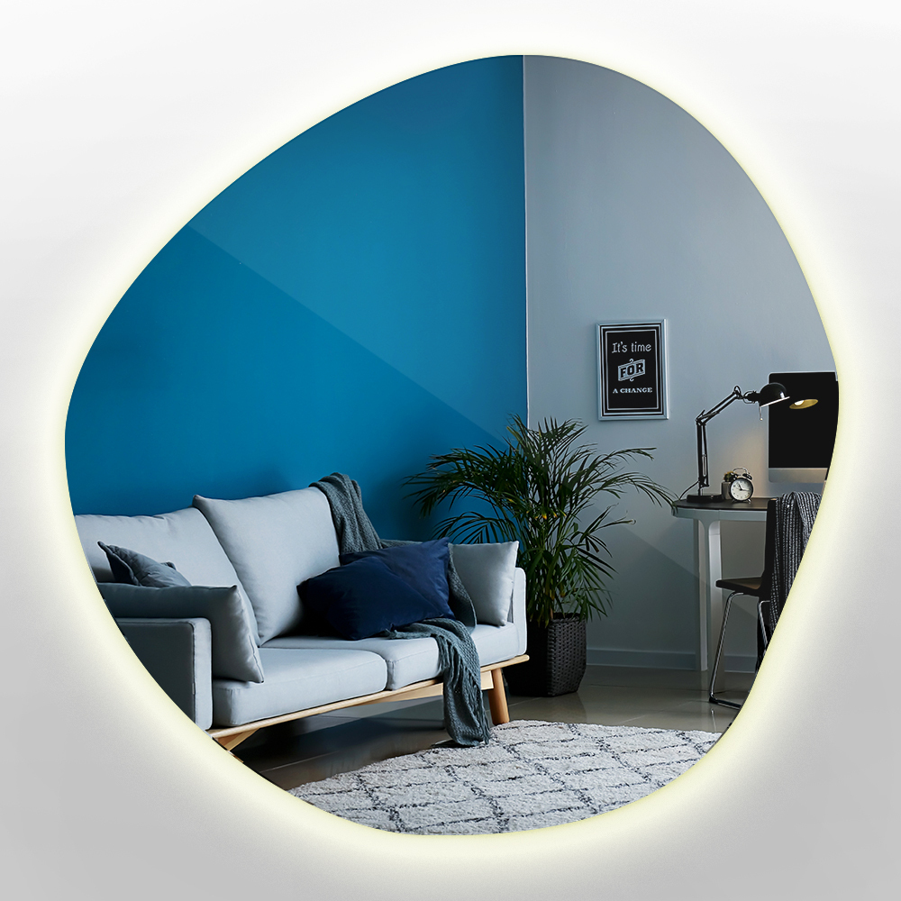 Weird shaped mirror with led lights 77x77 cm