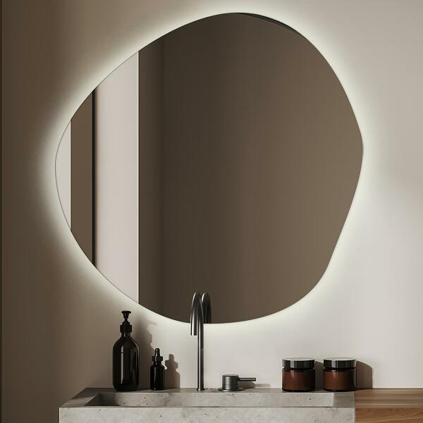 Weird shaped mirror with led lights 77x77 cm