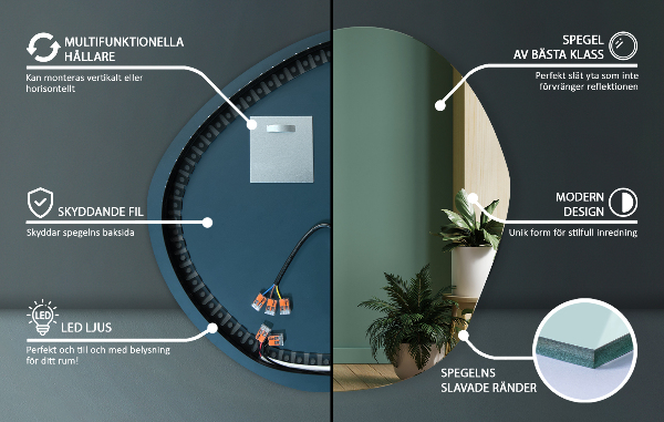 Irregular led mirror 97x96 cm