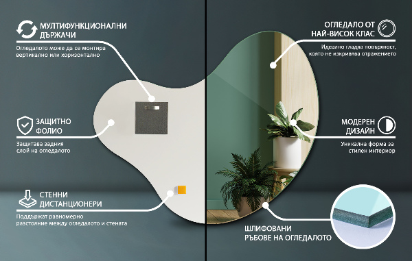Mirror odd shaped without frame 77x77 cm