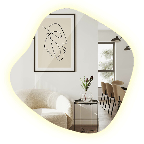 Asymetric led light mirror 59x58 cm