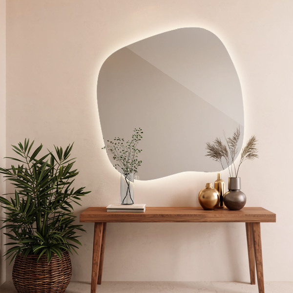 Asymetric led light mirror 77x77 cm