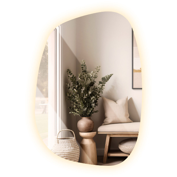 Asymmetrical led mirror 49x34 cm