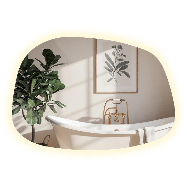 Asymmetrical led mirror 49x34 cm