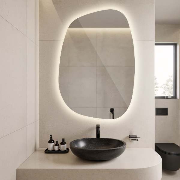 Organic mirror with led lights 55x38 cm