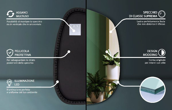 Organic mirror with led lights 55x38 cm