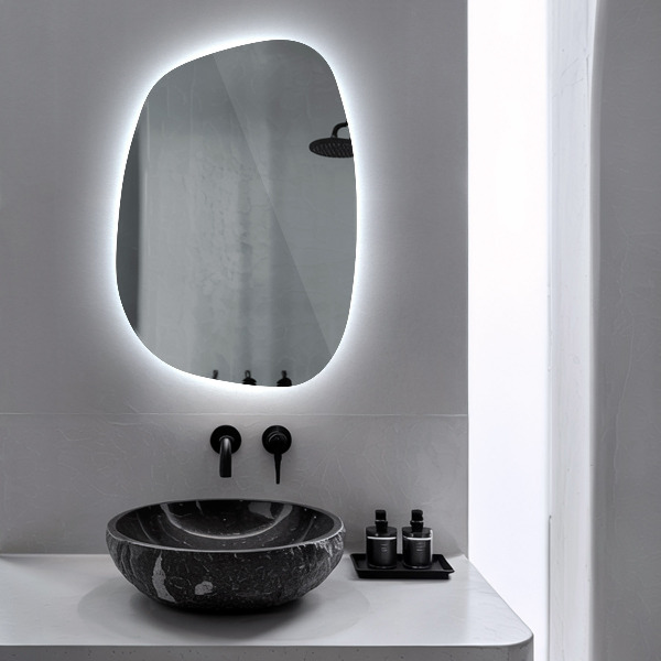 Organic shape led backlit mirror 79x57 cm