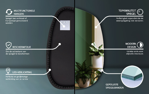 Organic shape led backlit mirror 79x57 cm