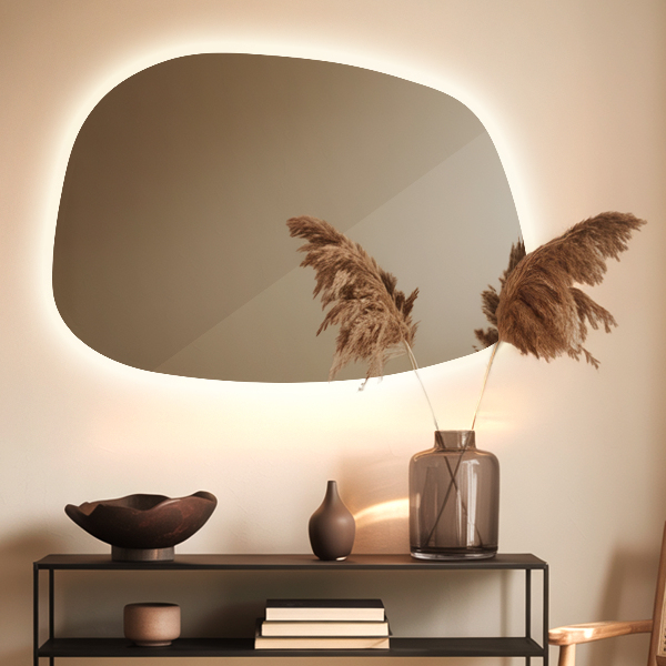 Organic shape led backlit mirror 79x57 cm