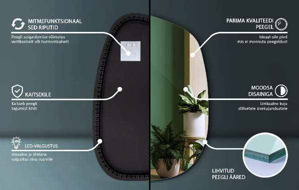 Organic shape led backlit mirror 79x57 cm