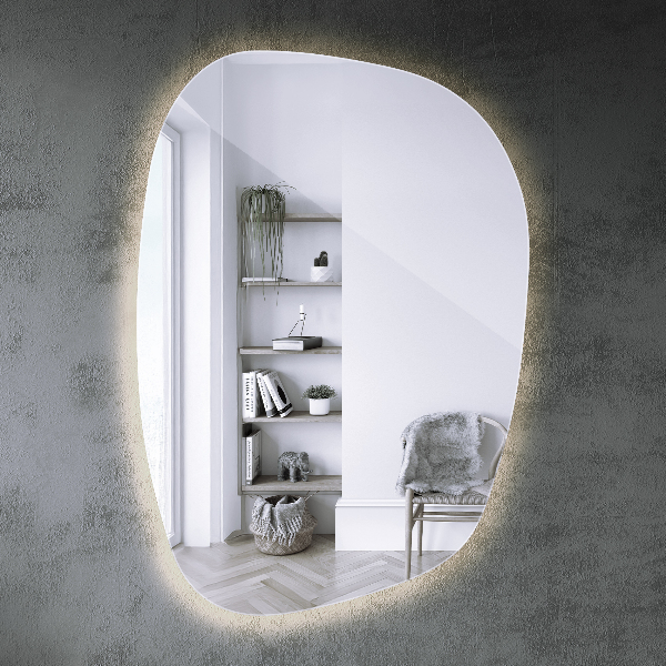 Organic shape led backlit mirror 79x57 cm