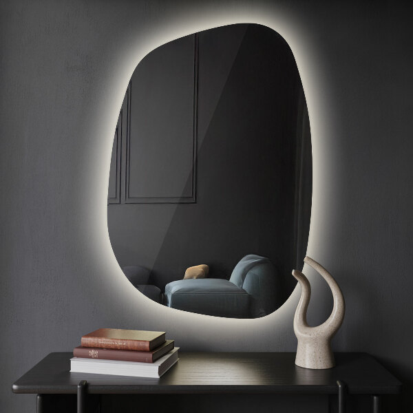 Weird shaped mirror with led lights 91x66 cm