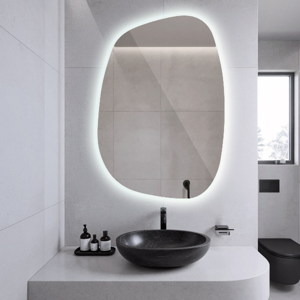 Weird shaped mirror with led lights 91x66 cm