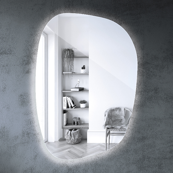 Weird shaped mirror with led lights 91x66 cm