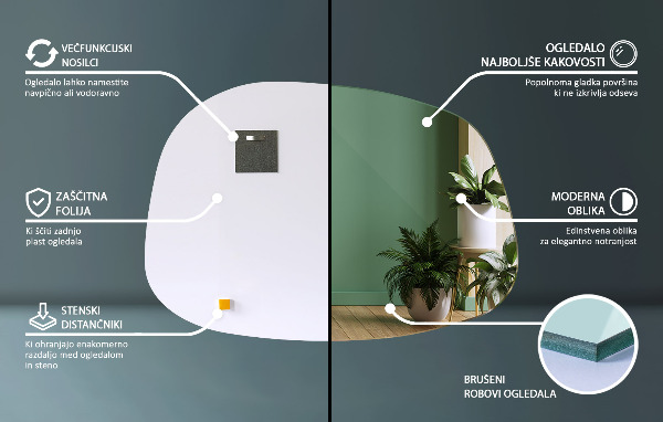 Mirror splash irregular shape 27x19 in (68x47 cm)
