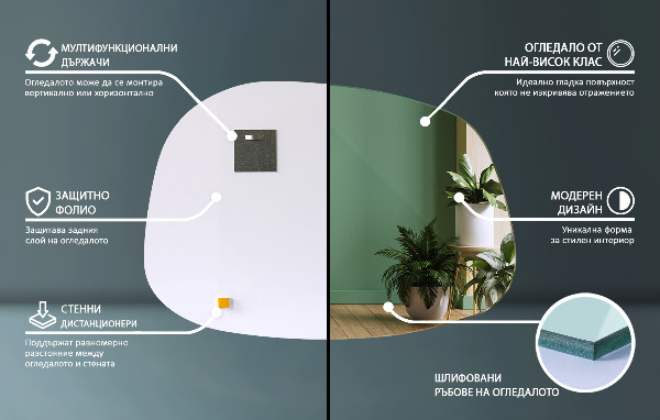 Mirror splash irregular shape 36x26 in (91x66 cm)