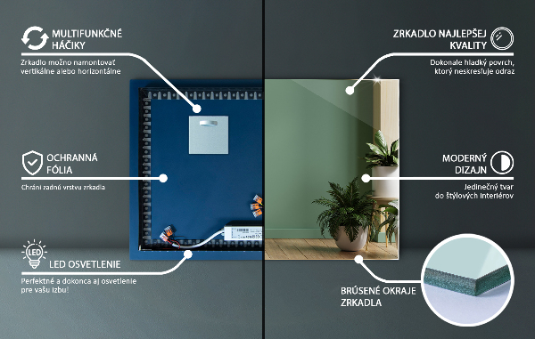 Rectangle illuminated mirror 39x28 in