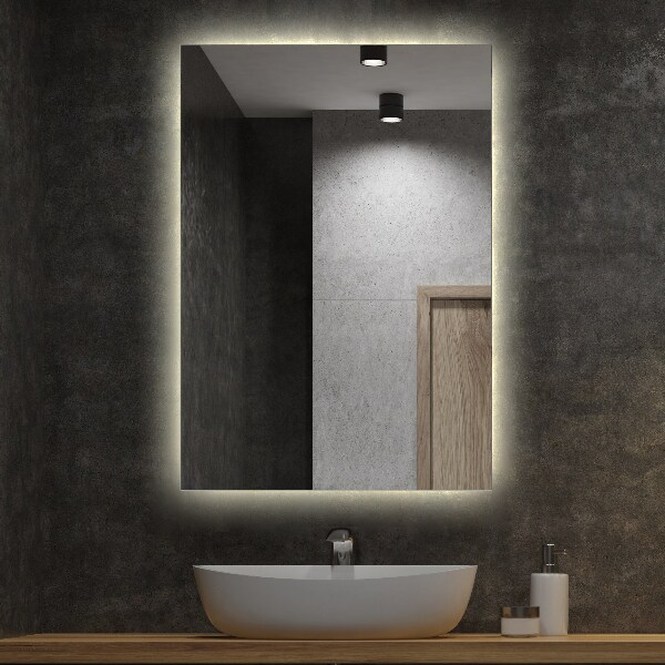 Rectangular led mirror without frame 24x16 in