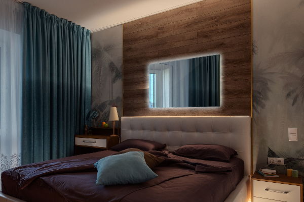 Large rectangular illuminated mirror 32x24 in