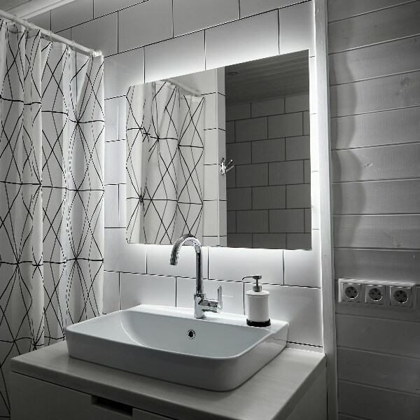 Rectangular illuminated bathroom wall mirror 32x24 in