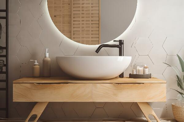 Led illuminated semi-circle mirror 35x70 cm