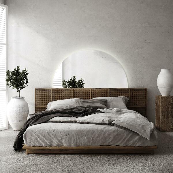 Semi-round led lighted mirror 40x80 cm