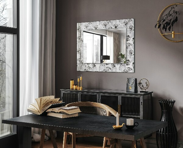 Wall mirror decor Monochrome drawing of flowers