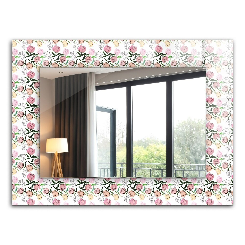 Mirror frame with print Floral motifs