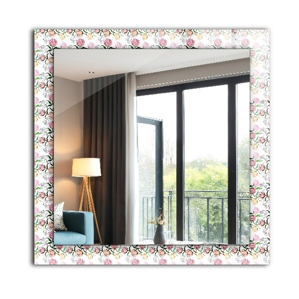 Mirror frame with print Floral motifs
