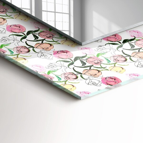 Mirror frame with print Floral motifs